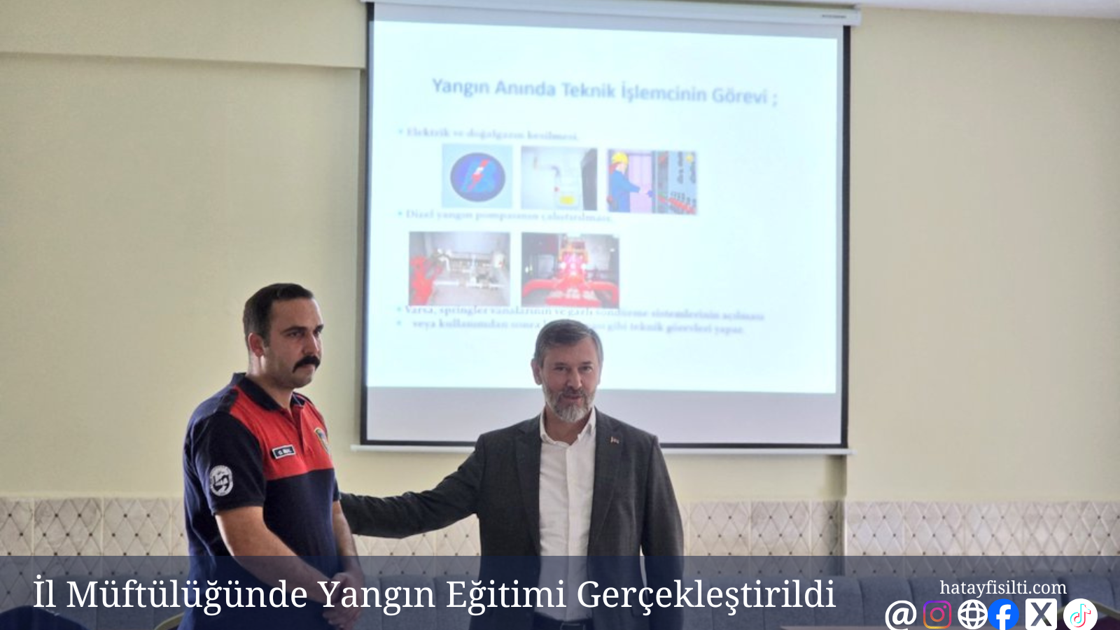 Hatay Büyükşehir Belediyesi İtfaiye Daire Başkanlığı, İl Müftülüğü personeline yönelik gerçekleştirdiği yangın eğitimiyle, kurum çalışanlarının acil durumlarda daha bilinçli ve hazırlıklı olmasını hedefledi.