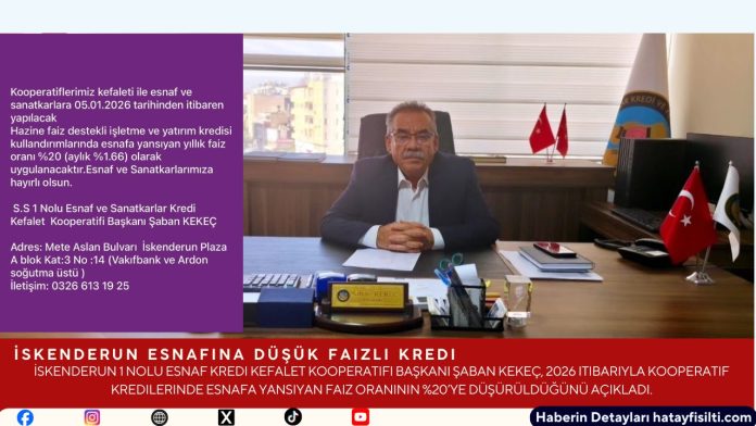 İskenderun Esnafına Düşük Faizli Kredi