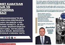 Ahmet Kara’dan Birlik ve Dayanışma Mesajı Ahmet Kara’dan Birlik ve Dayanışma Mesajı