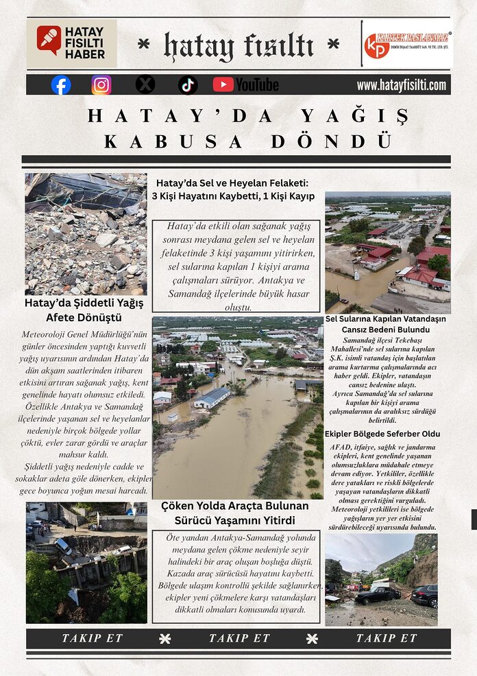 Hatay’da Yağış Kabusa Döndü